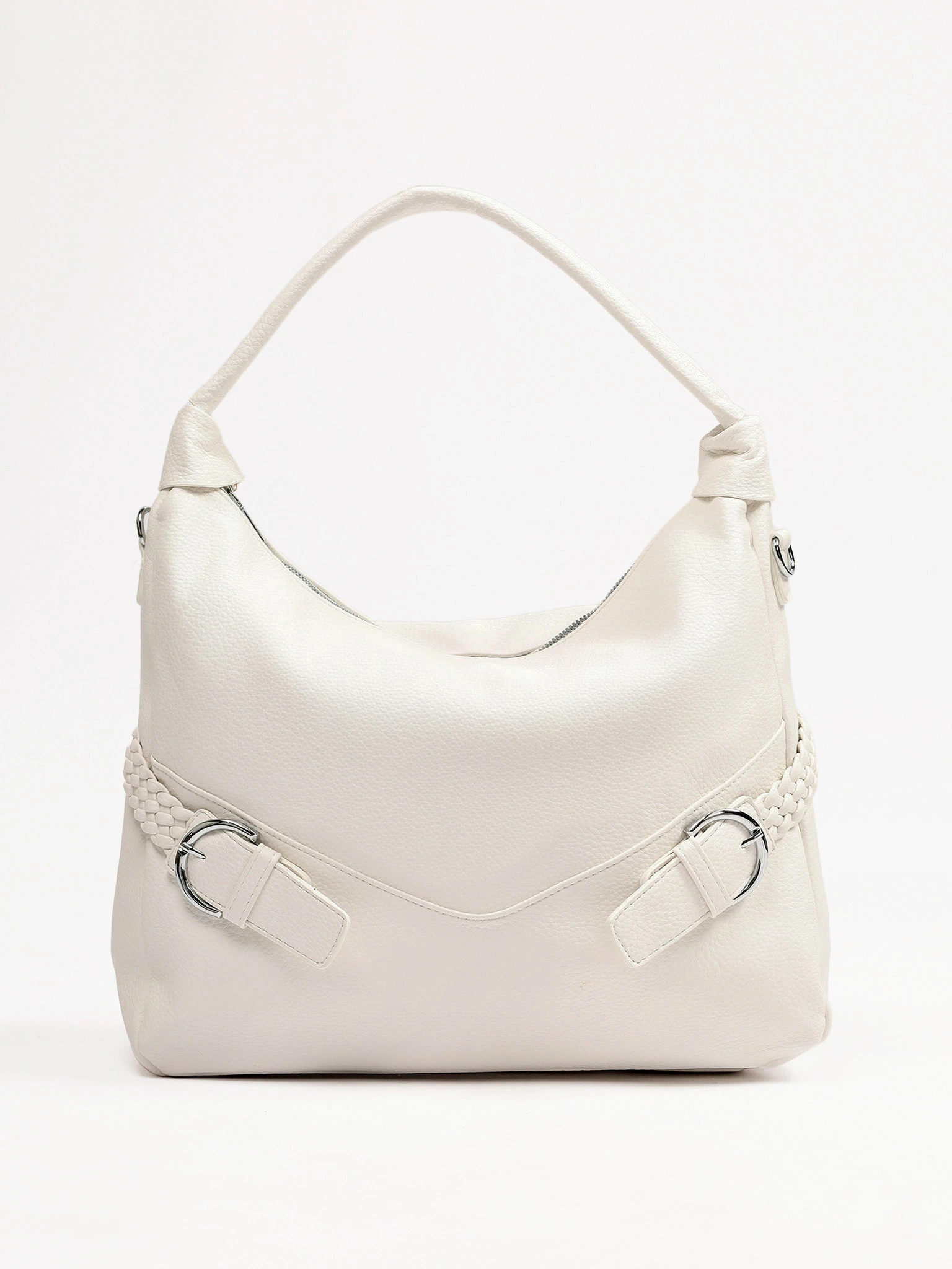 Сумка-шоппер с плетеными ремешками по бокам в ассортименте